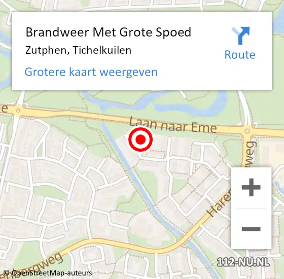 Locatie op kaart van de 112 melding: Brandweer Met Grote Spoed Naar Zutphen, Tichelkuilen op 24 november 2022 10:47
