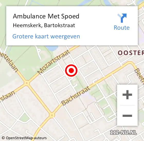 Locatie op kaart van de 112 melding: Ambulance Met Spoed Naar Heemskerk, Bartokstraat op 24 november 2022 11:14