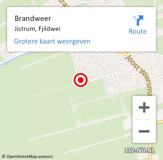 Locatie op kaart van de 112 melding: Brandweer Jistrum, Fjildwei op 24 november 2022 11:14