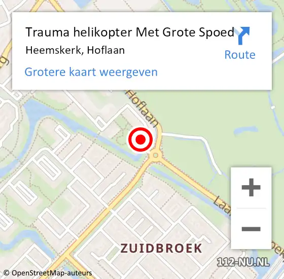 Locatie op kaart van de 112 melding: Trauma helikopter Met Grote Spoed Naar Heemskerk, Hoflaan op 24 november 2022 11:29