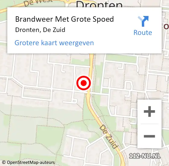 Locatie op kaart van de 112 melding: Brandweer Met Grote Spoed Naar Dronten, De Zuid op 24 november 2022 11:56