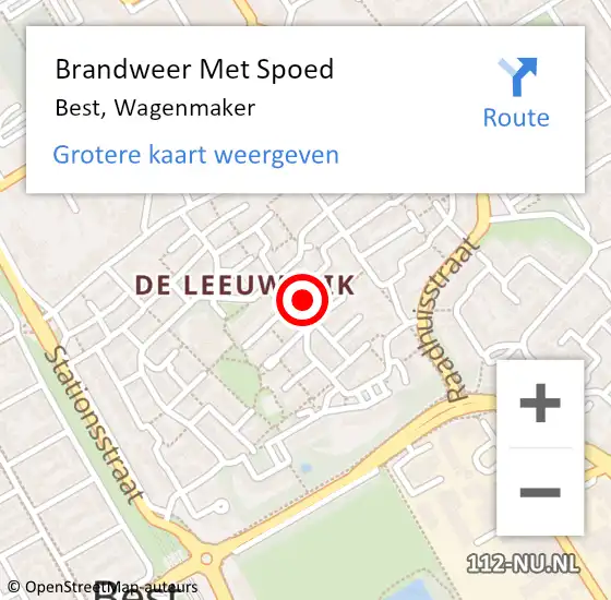 Locatie op kaart van de 112 melding: Brandweer Met Spoed Naar Best, Wagenmaker op 24 november 2022 12:08