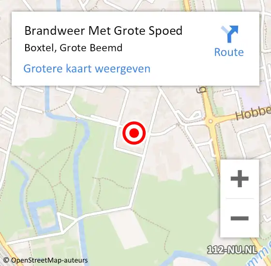 Locatie op kaart van de 112 melding: Brandweer Met Grote Spoed Naar Boxtel, Grote Beemd op 24 november 2022 12:35