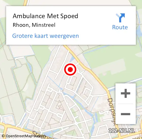 Locatie op kaart van de 112 melding: Ambulance Met Spoed Naar Rhoon, Minstreel op 24 november 2022 12:48