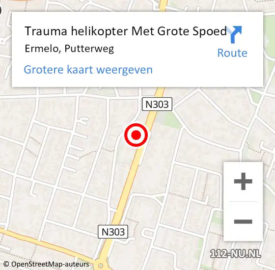 Locatie op kaart van de 112 melding: Trauma helikopter Met Grote Spoed Naar Ermelo, Putterweg op 24 november 2022 13:22