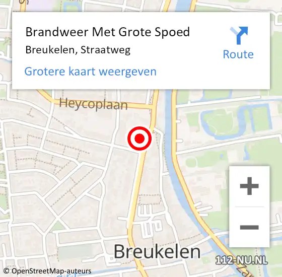 Locatie op kaart van de 112 melding: Brandweer Met Grote Spoed Naar Breukelen, Straatweg op 24 november 2022 13:22