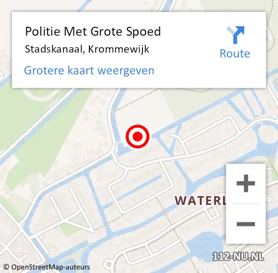 Locatie op kaart van de 112 melding: Politie Met Grote Spoed Naar Stadskanaal, Krommewijk op 24 november 2022 13:33