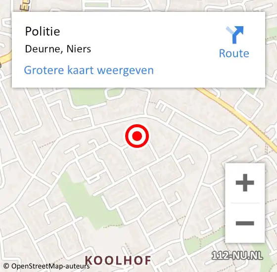 Locatie op kaart van de 112 melding: Politie Deurne, Niers op 24 november 2022 13:47