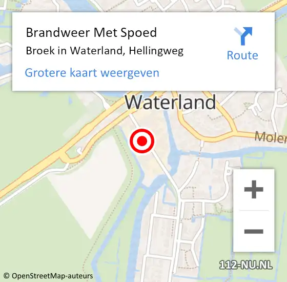 Locatie op kaart van de 112 melding: Brandweer Met Spoed Naar Broek in Waterland, Hellingweg op 24 november 2022 13:57