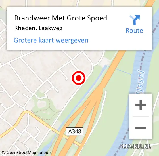 Locatie op kaart van de 112 melding: Brandweer Met Grote Spoed Naar Rheden, Laakweg op 24 november 2022 14:09