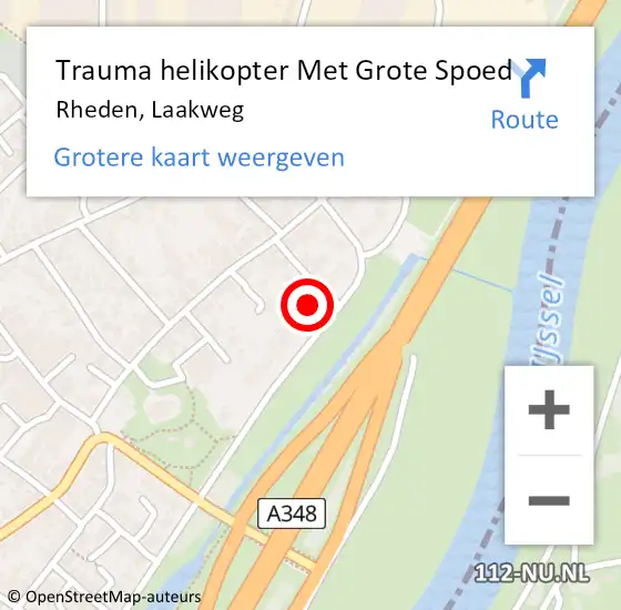 Locatie op kaart van de 112 melding: Trauma helikopter Met Grote Spoed Naar Rheden, Laakweg op 24 november 2022 14:11