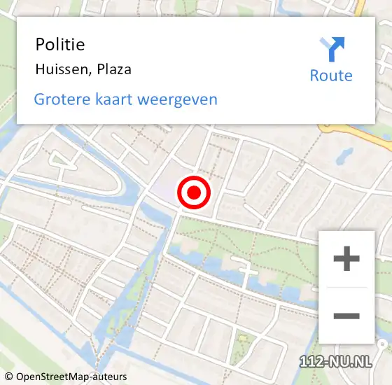 Locatie op kaart van de 112 melding: Politie Huissen, Plaza op 24 november 2022 14:12