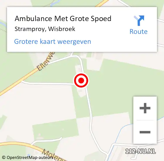 Locatie op kaart van de 112 melding: Ambulance Met Grote Spoed Naar Stramproy, Wisbroek op 24 november 2022 14:21