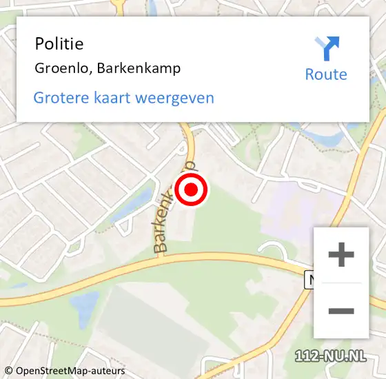 Locatie op kaart van de 112 melding: Politie Groenlo, Barkenkamp op 24 november 2022 14:23