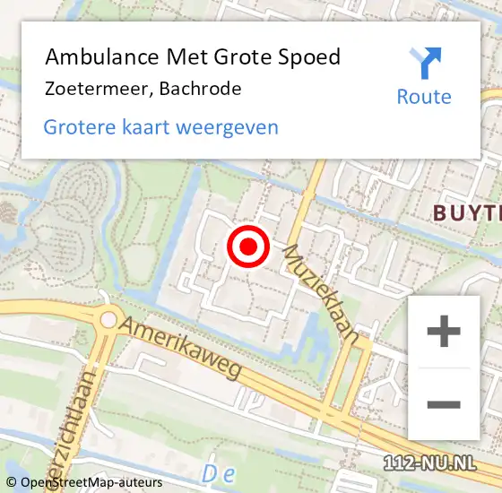 Locatie op kaart van de 112 melding: Ambulance Met Grote Spoed Naar Zoetermeer, Bachrode op 24 november 2022 14:30