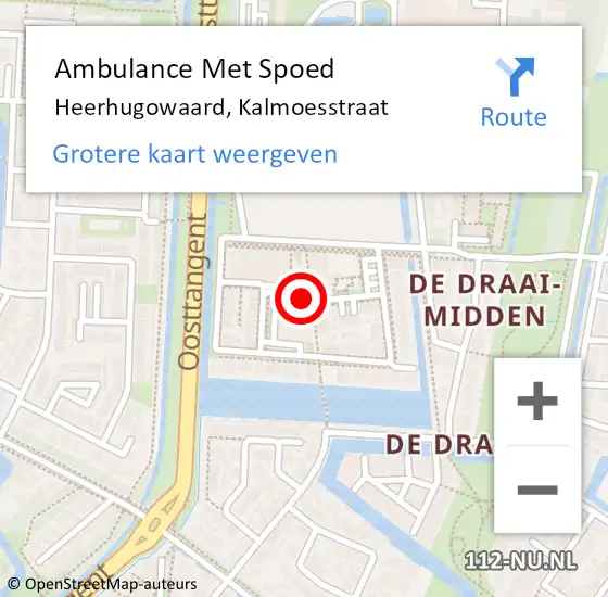 Locatie op kaart van de 112 melding: Ambulance Met Spoed Naar Heerhugowaard, Kalmoesstraat op 24 november 2022 14:41