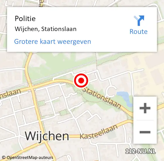 Locatie op kaart van de 112 melding: Politie Wijchen, Stationslaan op 24 november 2022 14:53