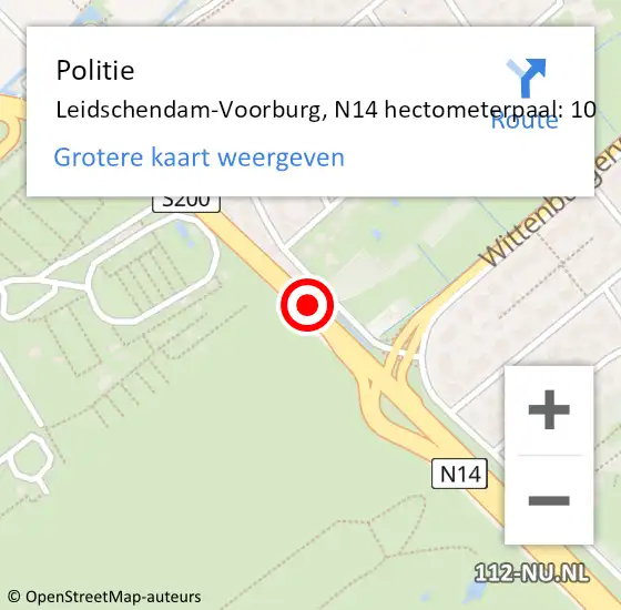 Locatie op kaart van de 112 melding: Politie Leidschendam-Voorburg, N14 hectometerpaal: 10 op 24 november 2022 14:54