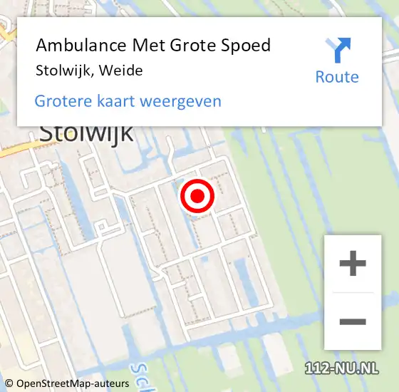 Locatie op kaart van de 112 melding: Ambulance Met Grote Spoed Naar Stolwijk, Weide op 24 november 2022 14:56