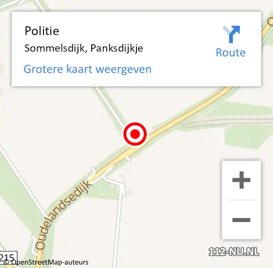 Locatie op kaart van de 112 melding: Politie Sommelsdijk, Panksdijkje op 24 november 2022 15:07