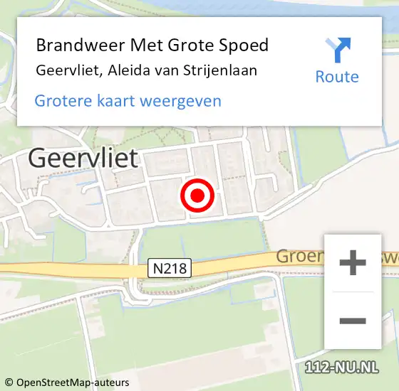 Locatie op kaart van de 112 melding: Brandweer Met Grote Spoed Naar Geervliet, Aleida van Strijenlaan op 24 november 2022 15:08