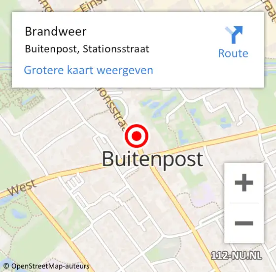 Locatie op kaart van de 112 melding: Brandweer Buitenpost, Stationsstraat op 24 november 2022 15:10