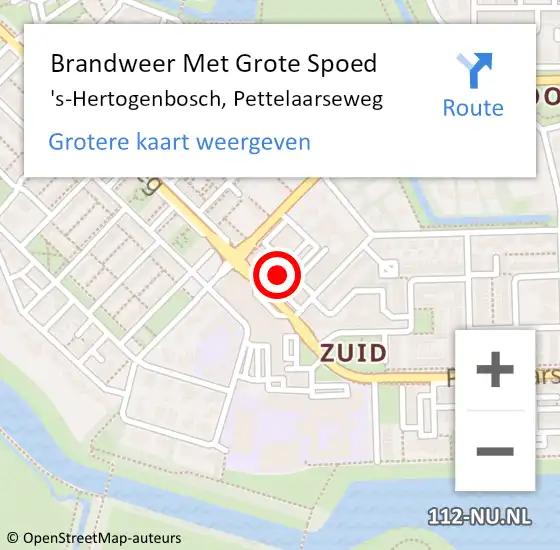 Locatie op kaart van de 112 melding: Brandweer Met Grote Spoed Naar 's-Hertogenbosch, Pettelaarseweg op 24 november 2022 15:22