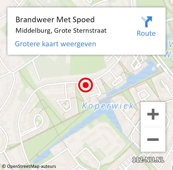 Locatie op kaart van de 112 melding: Brandweer Met Spoed Naar Middelburg, Grote Sternstraat op 24 november 2022 16:00