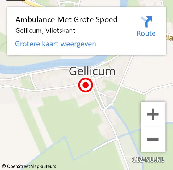 Locatie op kaart van de 112 melding: Ambulance Met Grote Spoed Naar Gellicum, Vlietskant op 24 november 2022 16:01