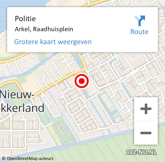 Locatie op kaart van de 112 melding: Politie Arkel, Raadhuisplein op 24 november 2022 16:13