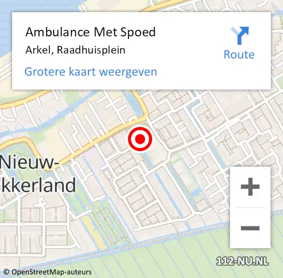 Locatie op kaart van de 112 melding: Ambulance Met Spoed Naar Arkel, Raadhuisplein op 24 november 2022 16:14