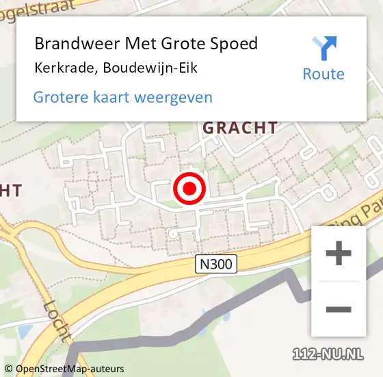 Locatie op kaart van de 112 melding: Brandweer Met Grote Spoed Naar Kerkrade, Boudewijn-Eik op 24 november 2022 16:23