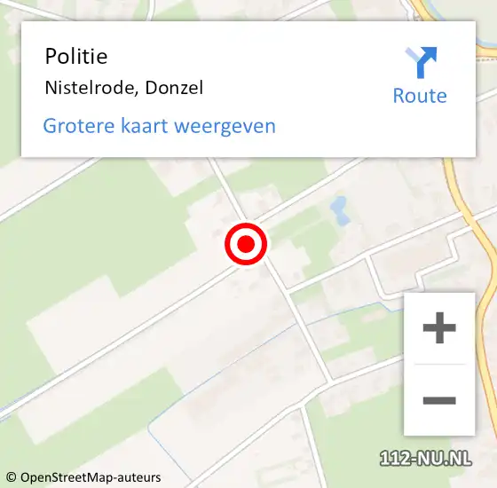 Locatie op kaart van de 112 melding: Politie Nistelrode, Donzel op 24 november 2022 16:36