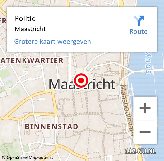 Locatie op kaart van de 112 melding: Politie Maastricht op 24 november 2022 16:40
