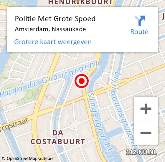 Locatie op kaart van de 112 melding: Politie Met Grote Spoed Naar Amsterdam, Nassaukade op 24 november 2022 16:46