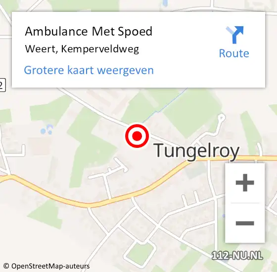 Locatie op kaart van de 112 melding: Ambulance Met Spoed Naar Weert, Kemperveldweg op 24 november 2022 16:47