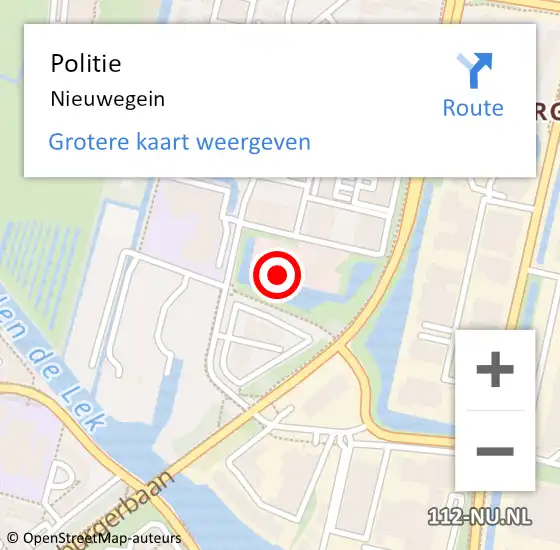 Locatie op kaart van de 112 melding: Politie Nieuwegein op 24 november 2022 16:51