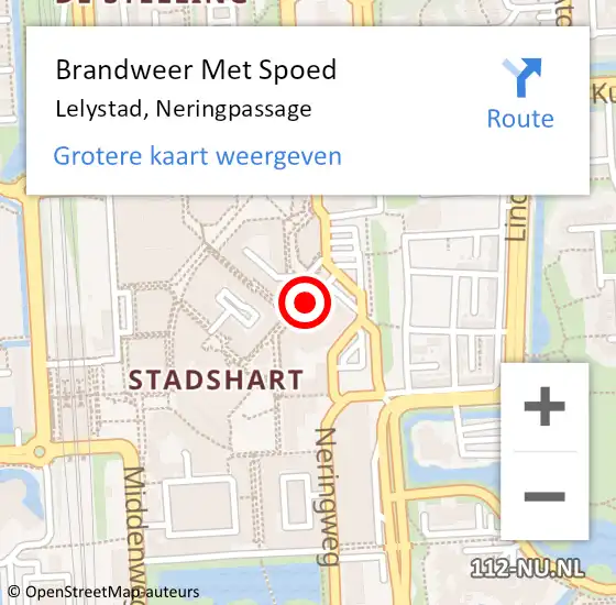Locatie op kaart van de 112 melding: Brandweer Met Spoed Naar Lelystad, Neringpassage op 24 november 2022 17:03