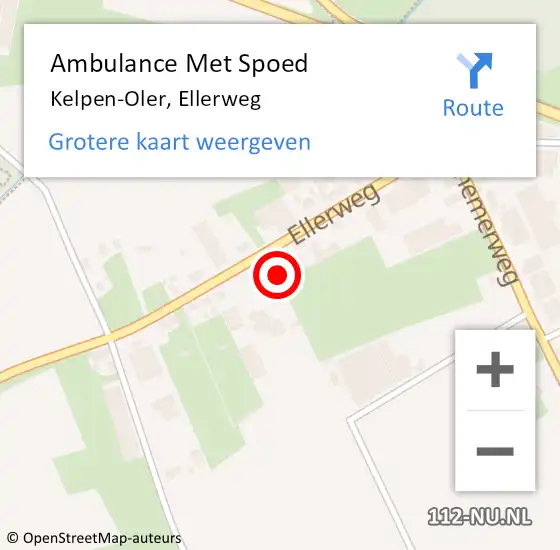Locatie op kaart van de 112 melding: Ambulance Met Spoed Naar Kelpen-Oler, Ellerweg op 24 november 2022 17:04