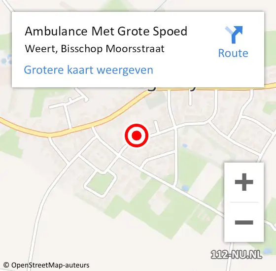 Locatie op kaart van de 112 melding: Ambulance Met Grote Spoed Naar Weert, Bisschop Moorsstraat op 24 november 2022 17:12