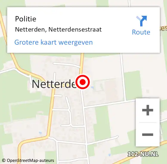 Locatie op kaart van de 112 melding: Politie Netterden, Netterdensestraat op 24 november 2022 17:13