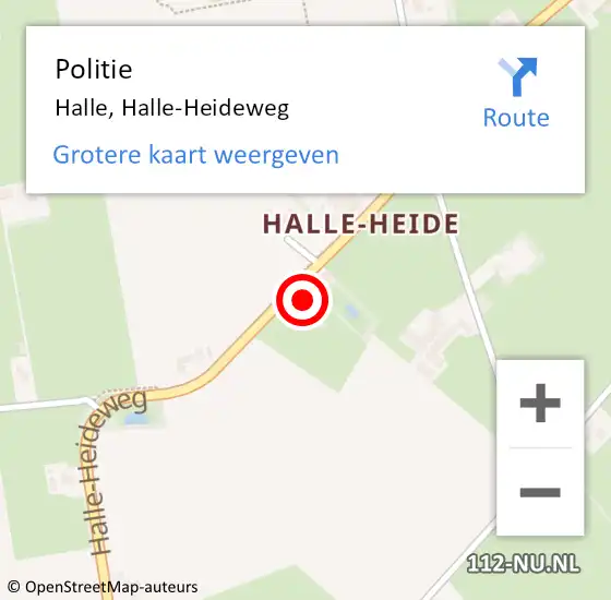 Locatie op kaart van de 112 melding: Politie Halle, Halle-Heideweg op 24 november 2022 17:21