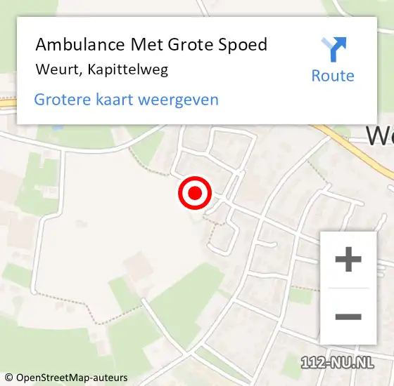 Locatie op kaart van de 112 melding: Ambulance Met Grote Spoed Naar Weurt, Kapittelweg op 24 november 2022 17:24