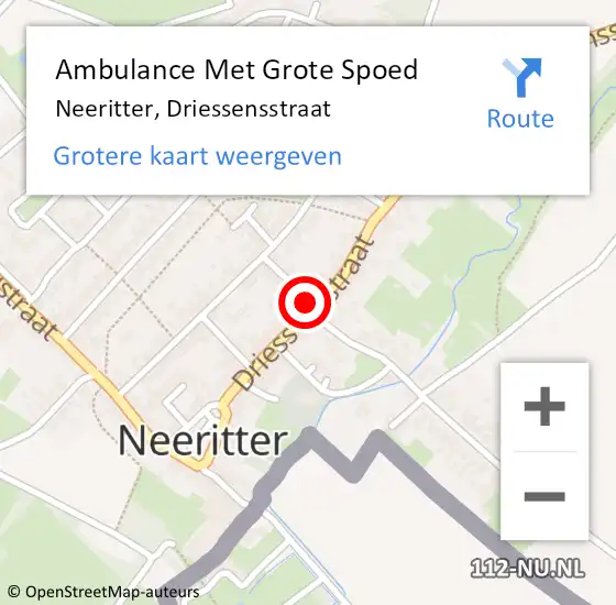 Locatie op kaart van de 112 melding: Ambulance Met Grote Spoed Naar Neeritter, Driessensstraat op 24 november 2022 17:43