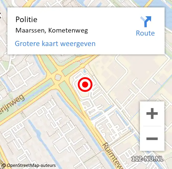Locatie op kaart van de 112 melding: Politie Maarssen, Kometenweg op 24 november 2022 17:46