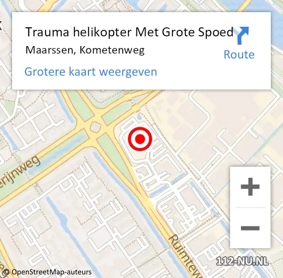 Locatie op kaart van de 112 melding: Trauma helikopter Met Grote Spoed Naar Maarssen, Kometenweg op 24 november 2022 17:47