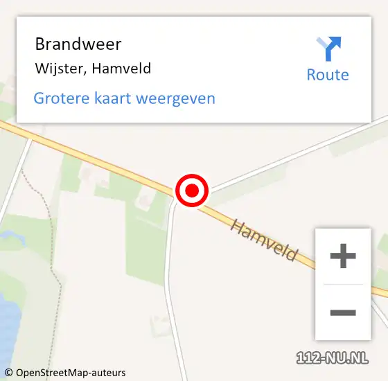 Locatie op kaart van de 112 melding: Brandweer Wijster, Hamveld op 24 november 2022 17:50