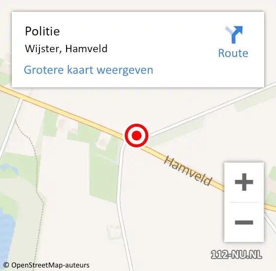 Locatie op kaart van de 112 melding: Politie Wijster, Hamveld op 24 november 2022 17:50