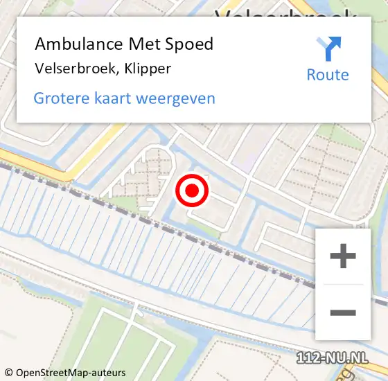 Locatie op kaart van de 112 melding: Ambulance Met Spoed Naar Velserbroek, Klipper op 24 november 2022 17:55