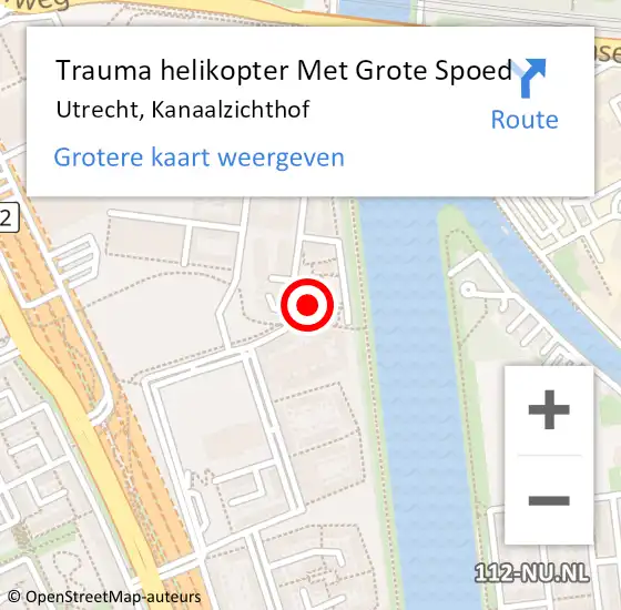 Locatie op kaart van de 112 melding: Trauma helikopter Met Grote Spoed Naar Utrecht, Kanaalzichthof op 24 november 2022 18:06